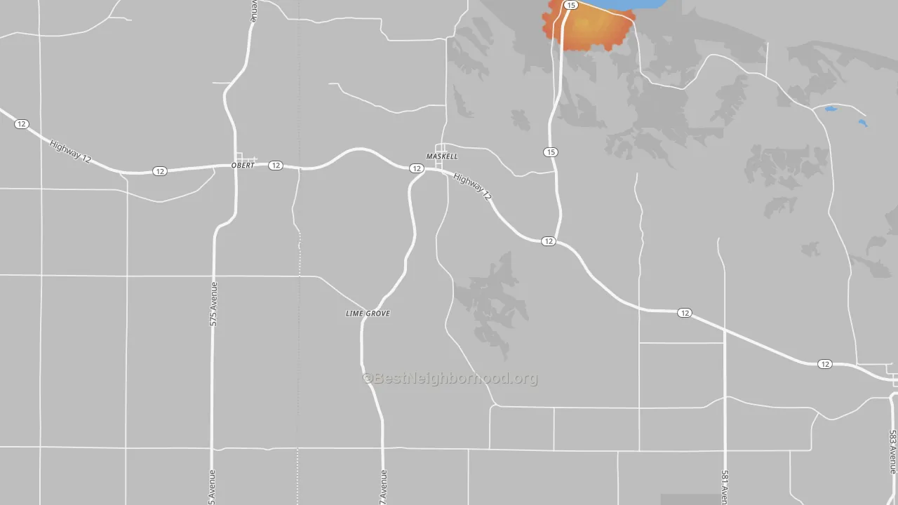 Bike Grade map of Maskell, NE
