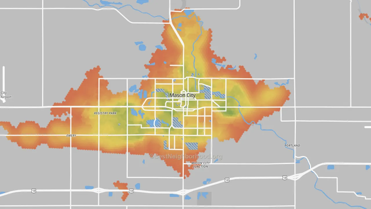 Bike Grade map of Mason City, IA