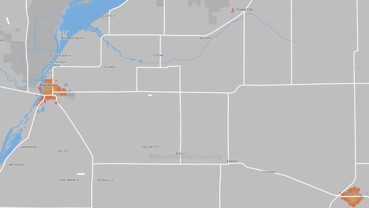 Bike Grade map of Mason County, IL