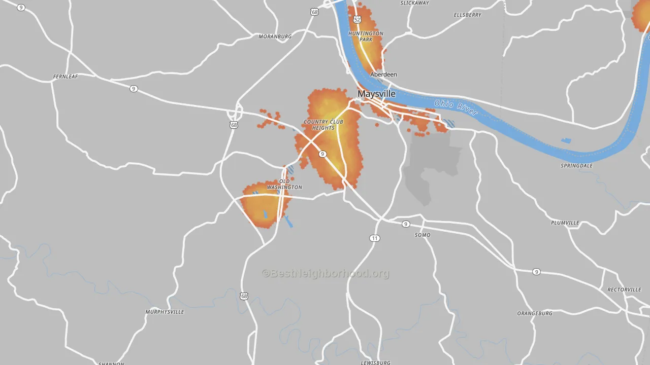 Bike Grade map of Mason County, KY