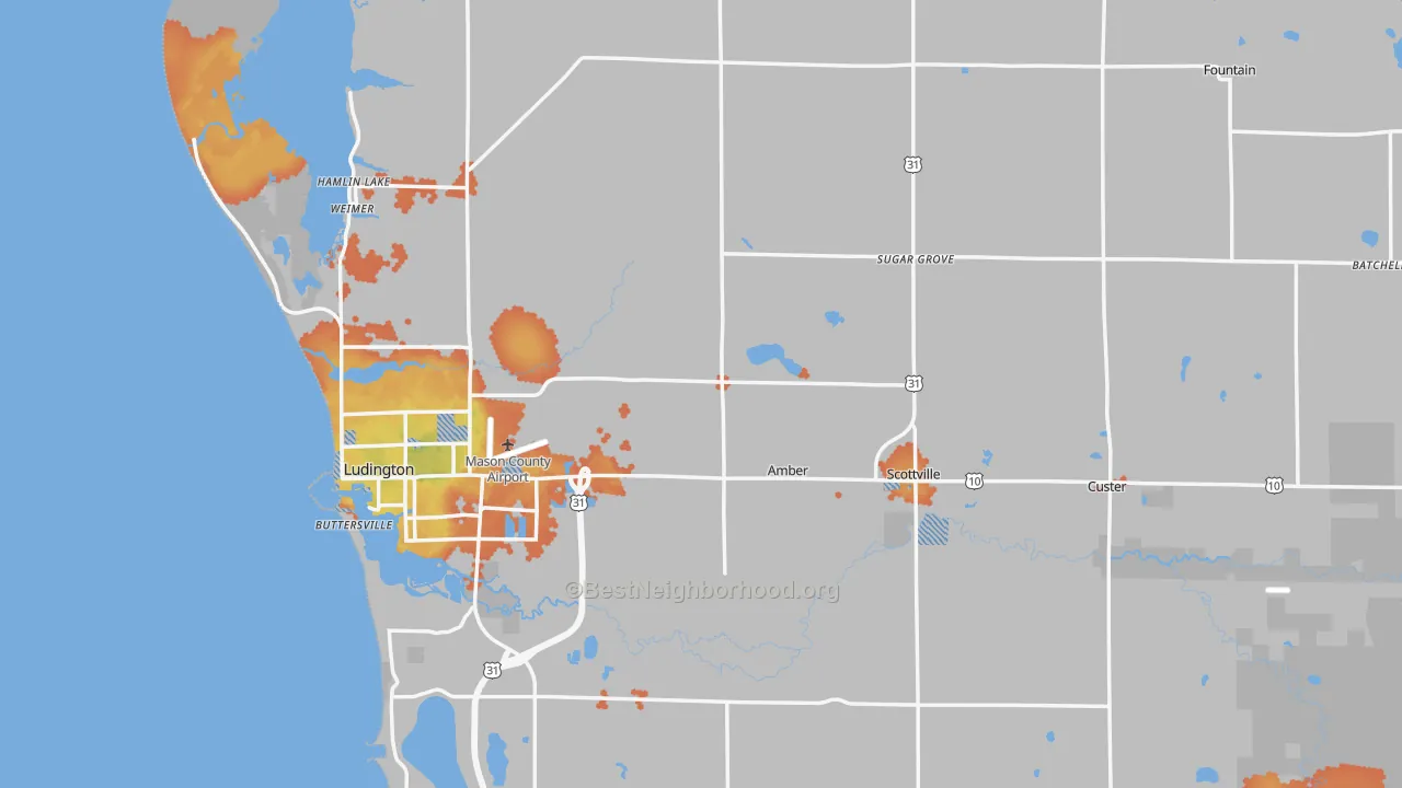 Bike Grade map of Mason County, MI