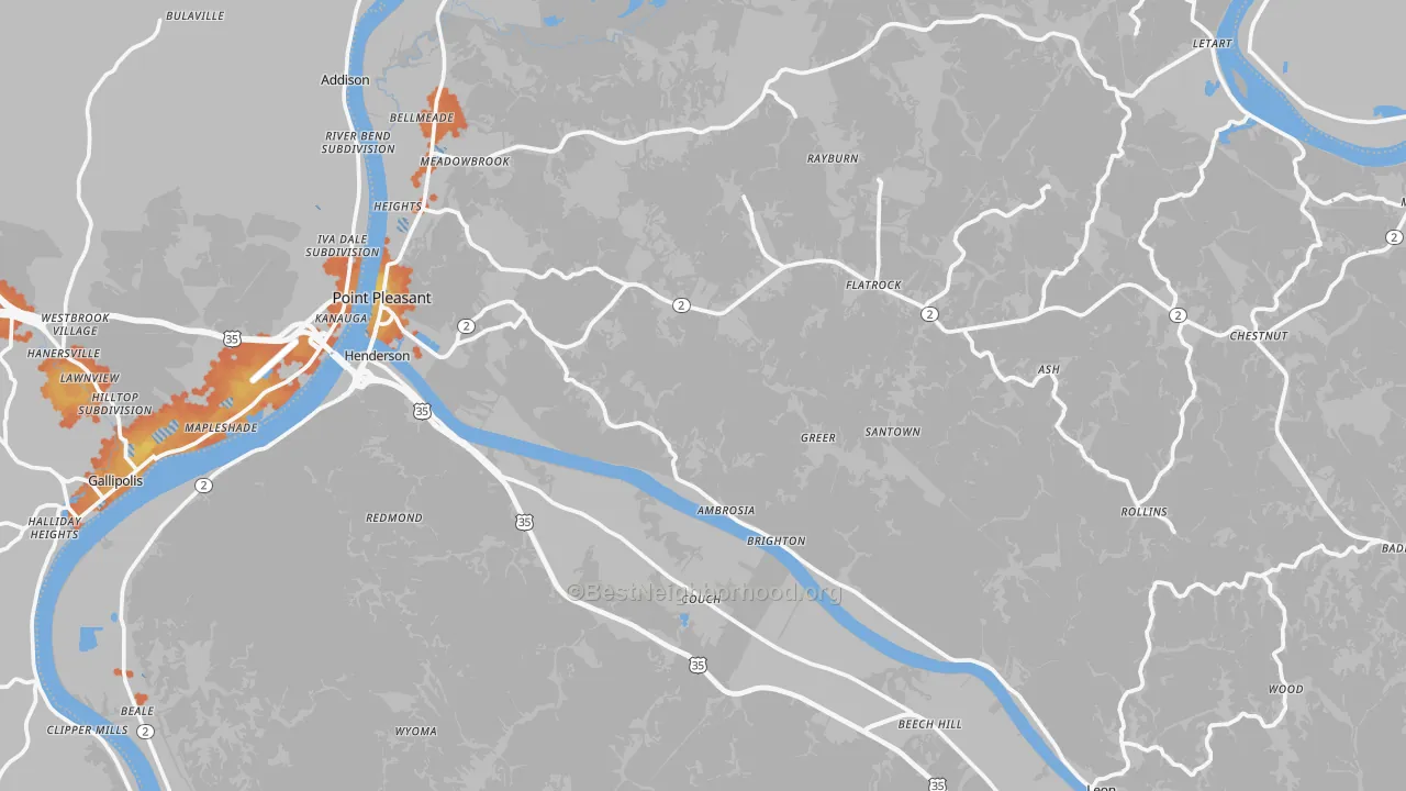 Bike Grade map of Mason County, WV
