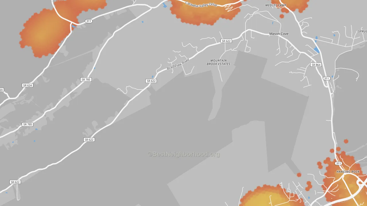 Bike Grade map of Mason Cove, VA