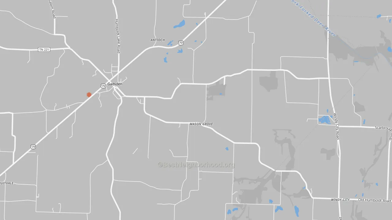 Bike Grade map of Mason Grove, TN