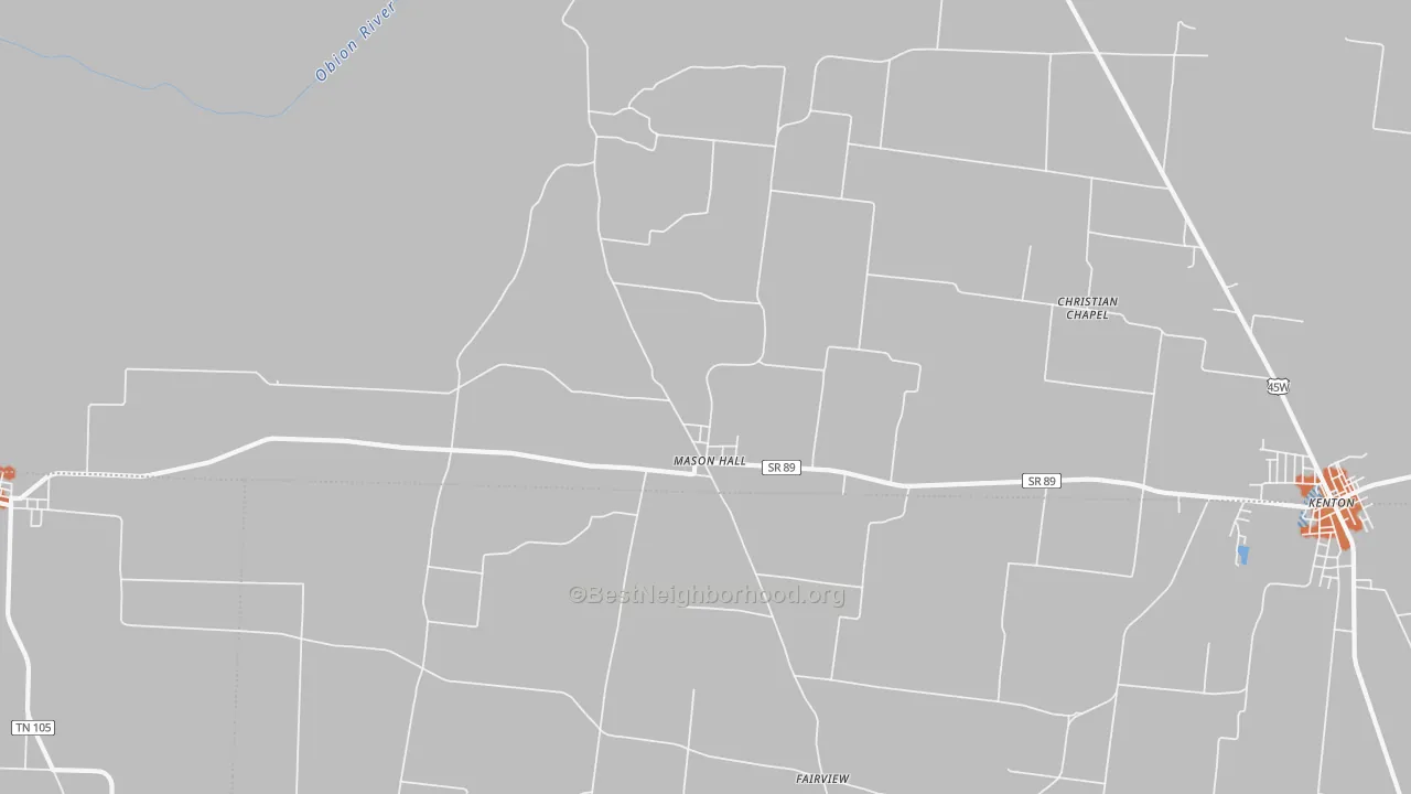 Bike Grade map of Mason Hall, TN