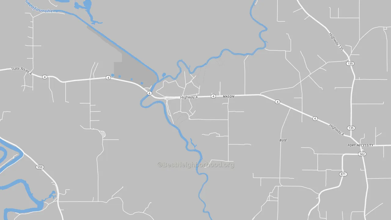Bike Grade map of Mason, LA
