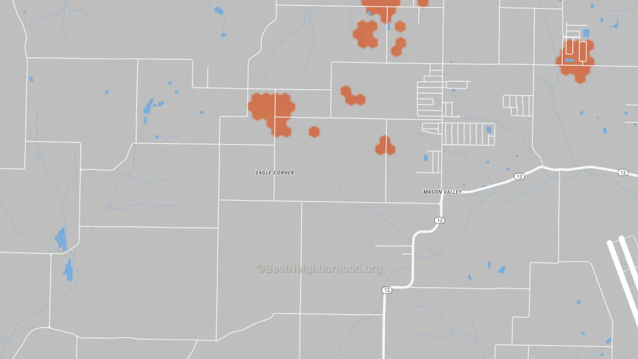 Bike Grade map of Mason Valley, AR