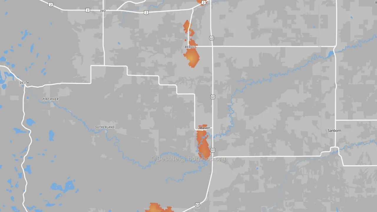 Bike Grade map of Mason, WI