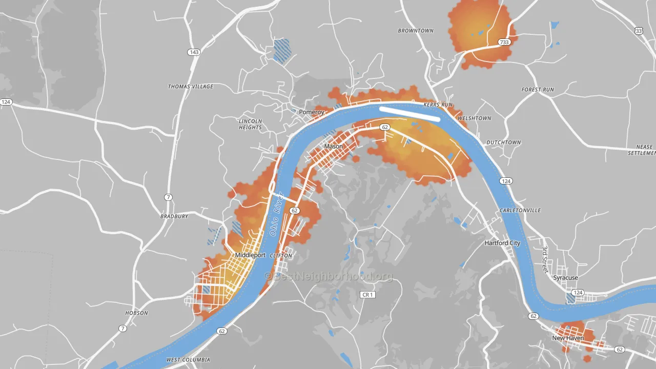 Bike Grade map of Mason, WV