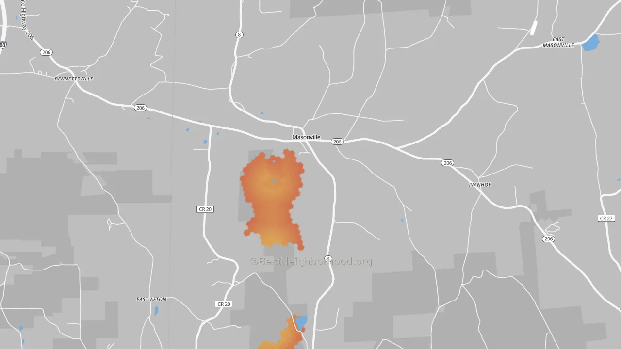Bike Grade map of Masonville, NY