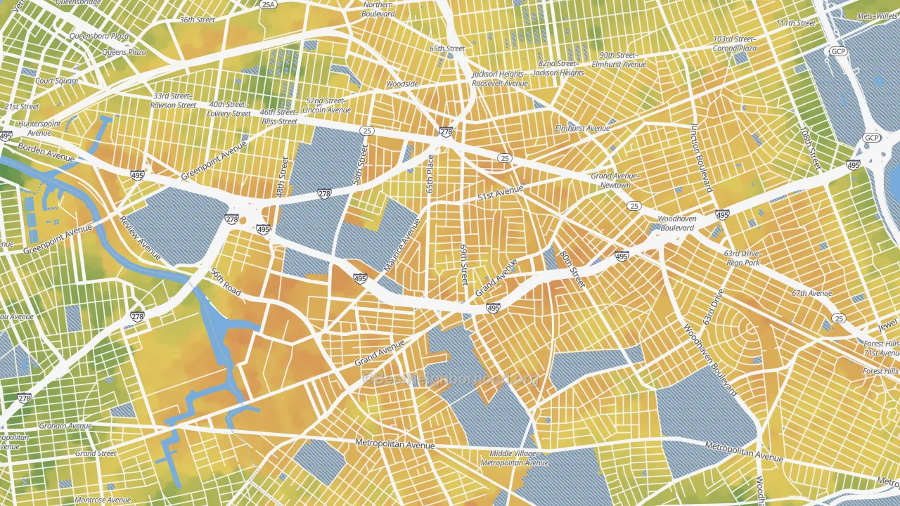 Bike Grade map of Maspeth, Queens, NY