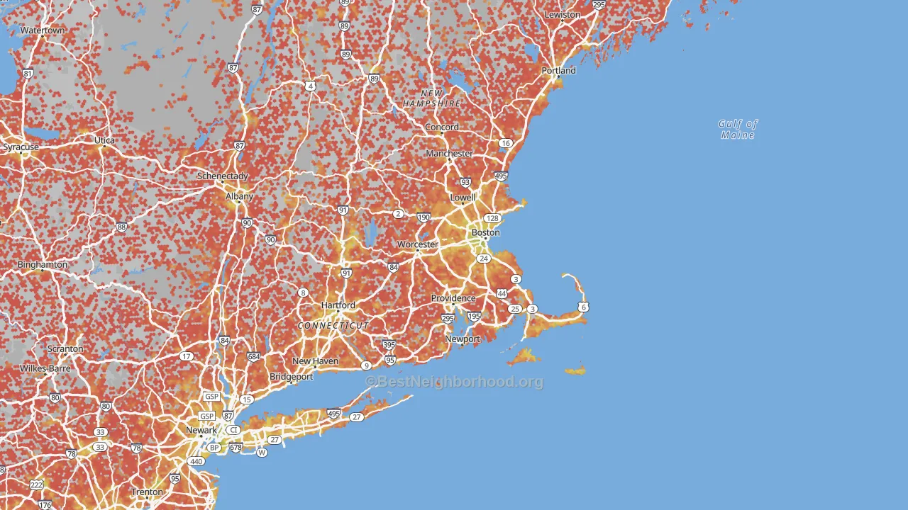 Bike Grade map of Massachusetts