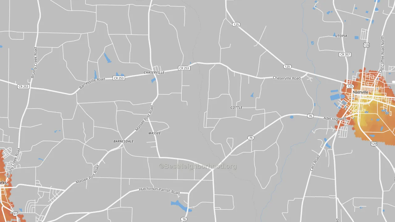Bike Grade map of Massee, GA