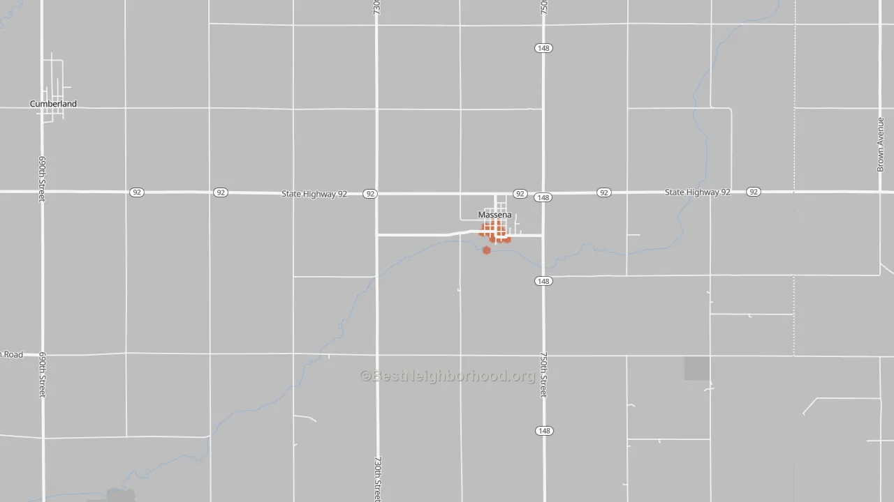 Bike Grade map of Massena, IA