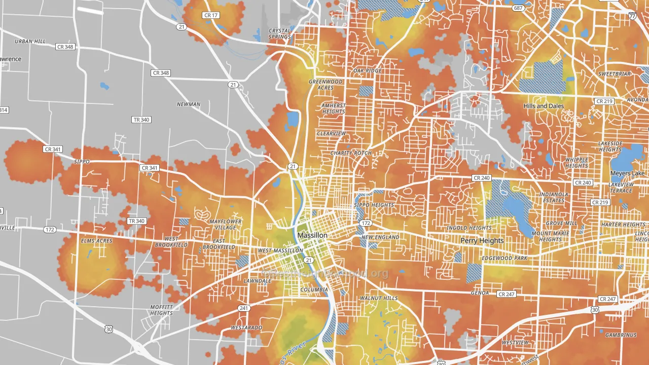 Bike Grade map of Massillon, OH