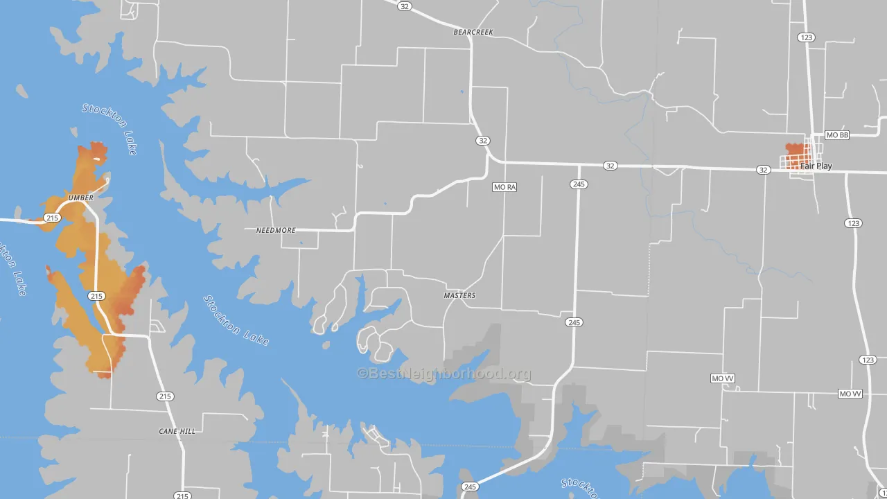 Bike Grade map of Masters, MO