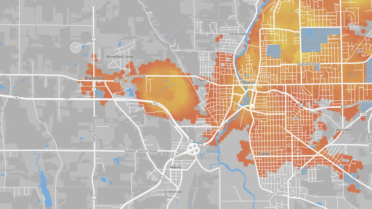 Bike Grade map of Masury, OH