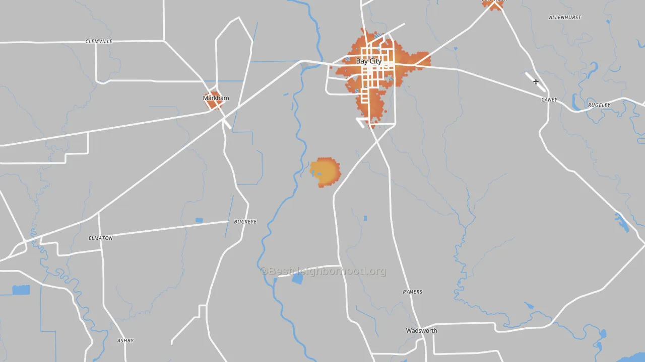 Bike Grade map of Matagorda County, TX