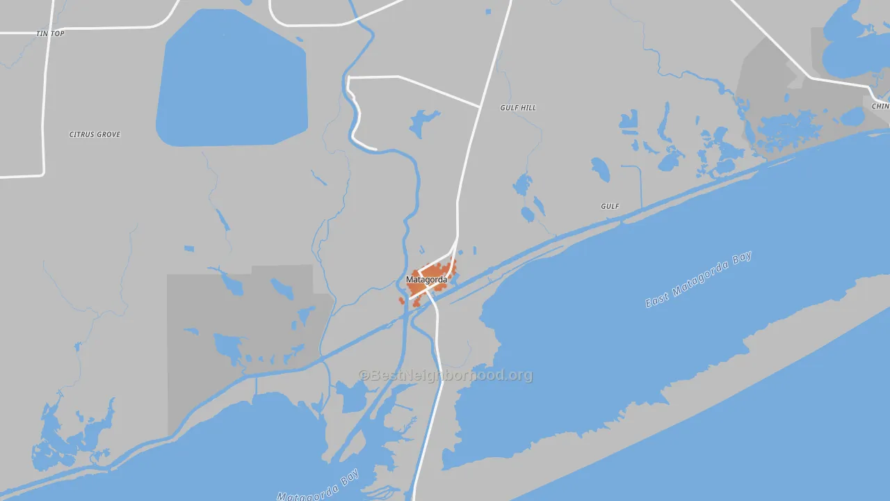Bike Grade map of Matagorda, TX