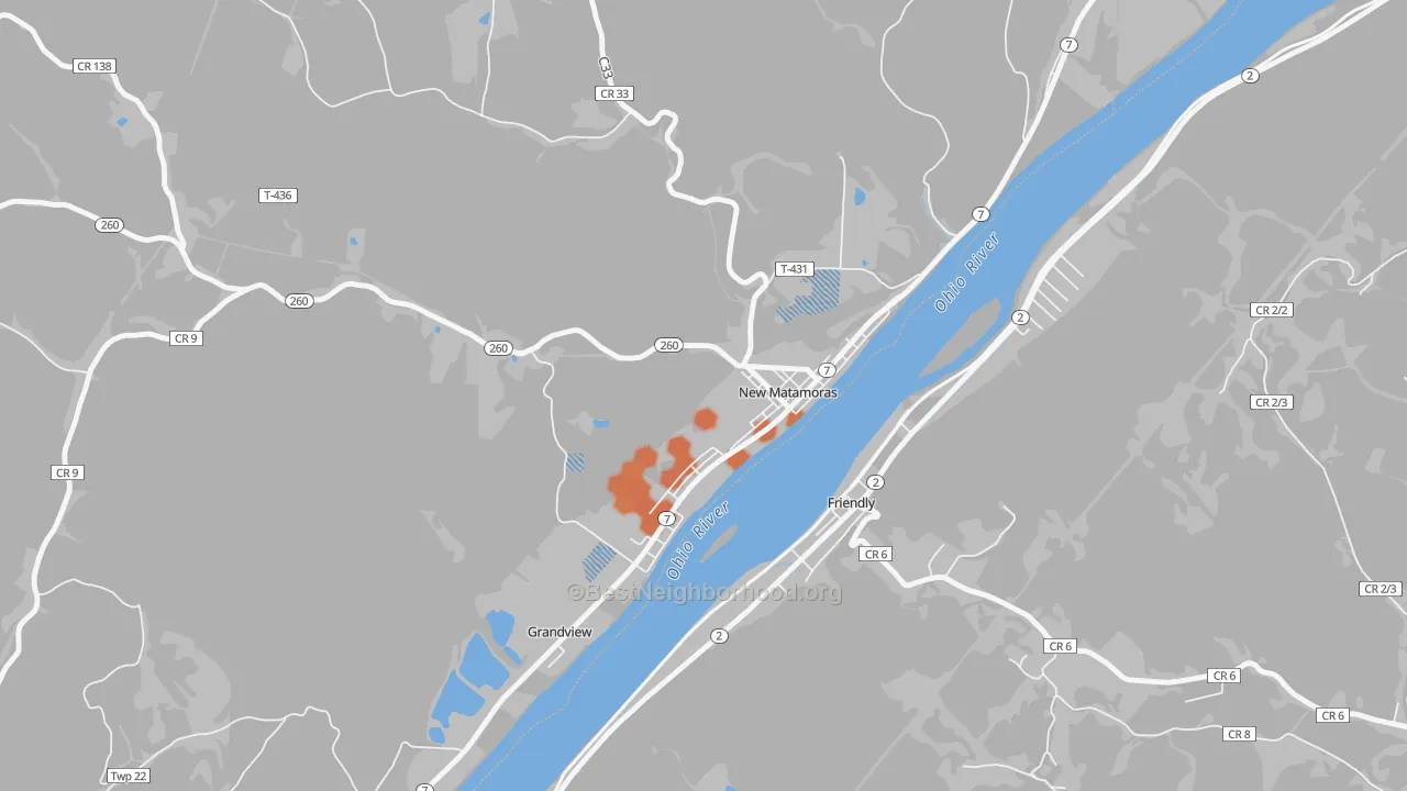 Bike Grade map of Matamoras, OH
