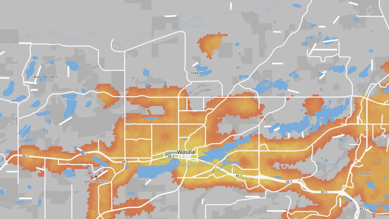 Bike Grade map of Matanuska-Susitna Borough, AK