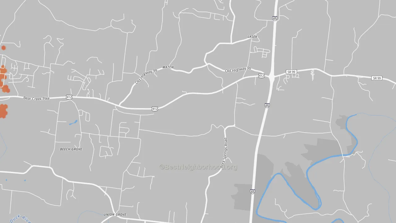 Bike Grade map of Match, TN