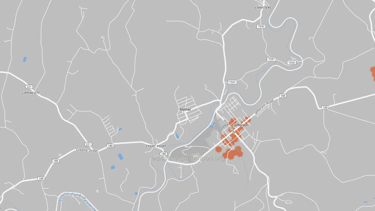 Bike Grade map of Mather, PA