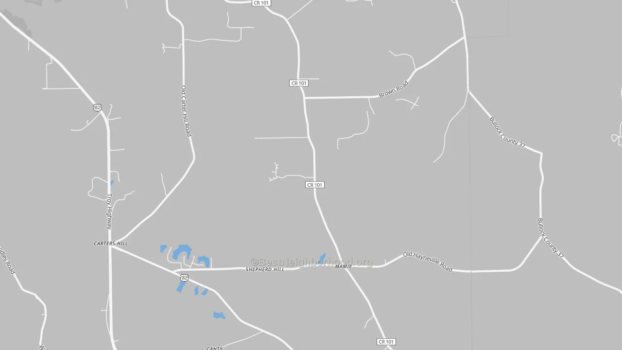 Bike Grade map of Mathews, AL