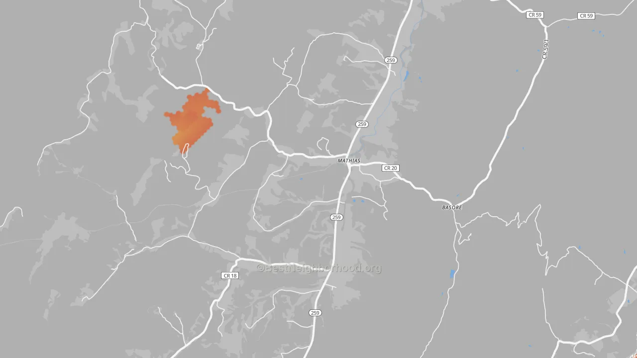 Bike Grade map of Mathias, WV