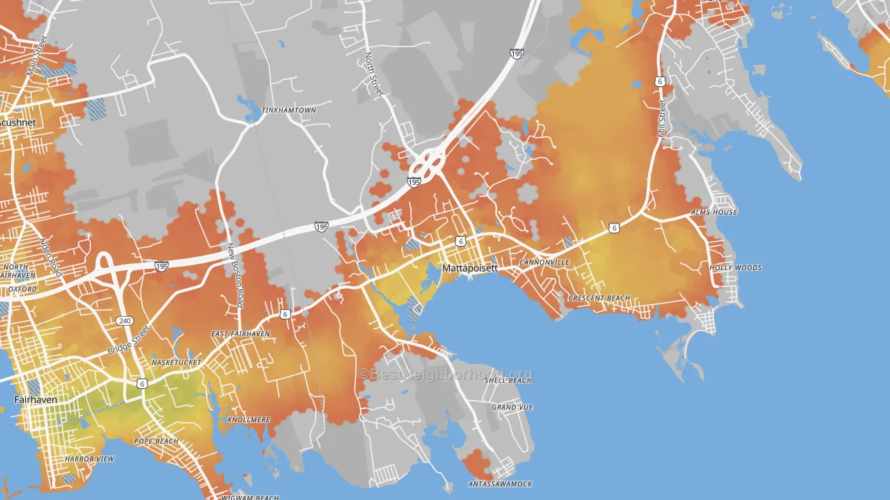 Bike Grade map of Mattapoisett, MA