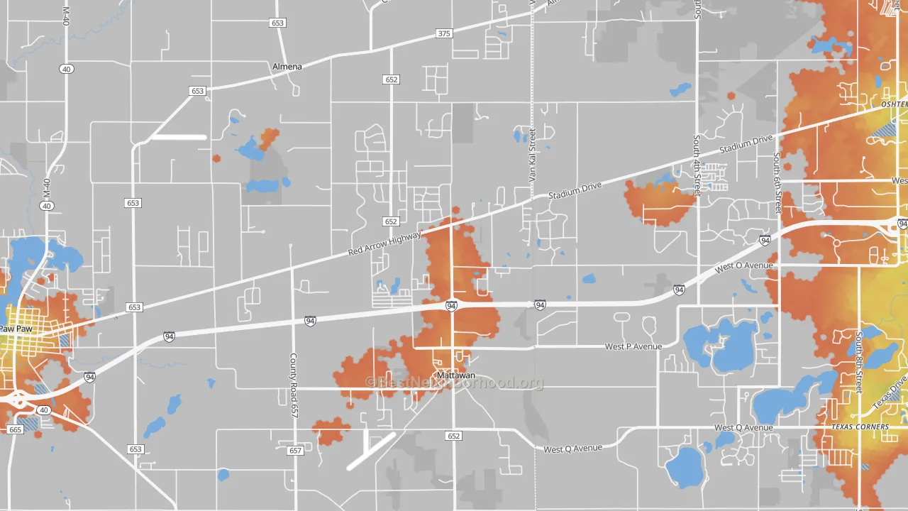 Bike Grade map of Mattawan, MI