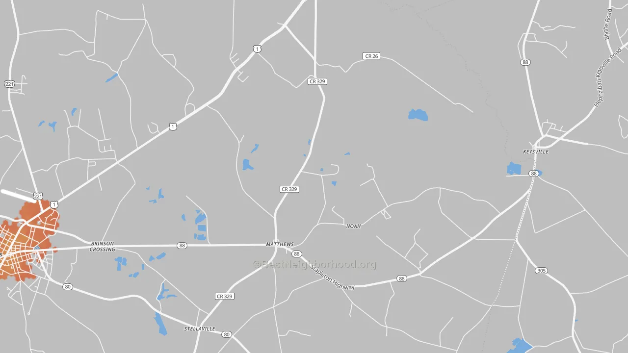 Bike Grade map of Matthews, GA