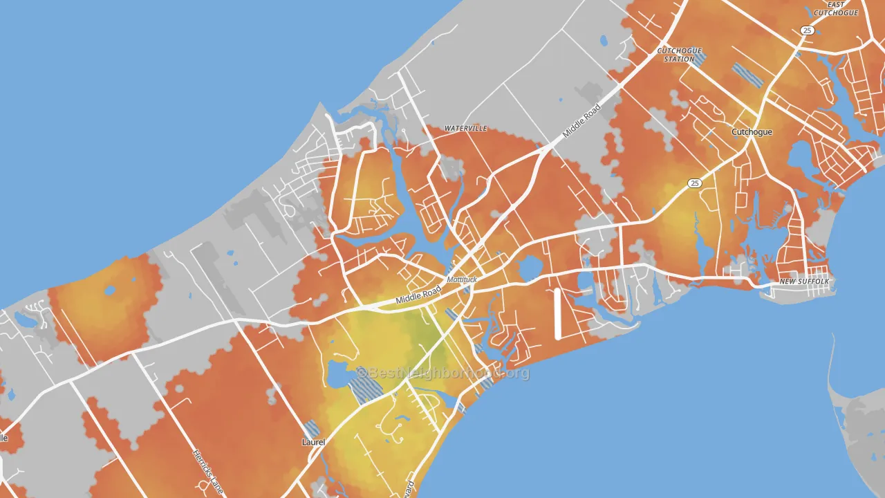 Bike Grade map of Mattituck, NY