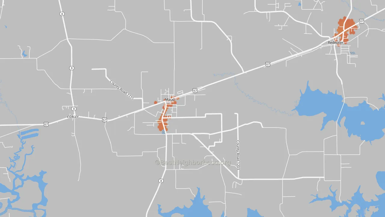 Bike Grade map of Maud, TX