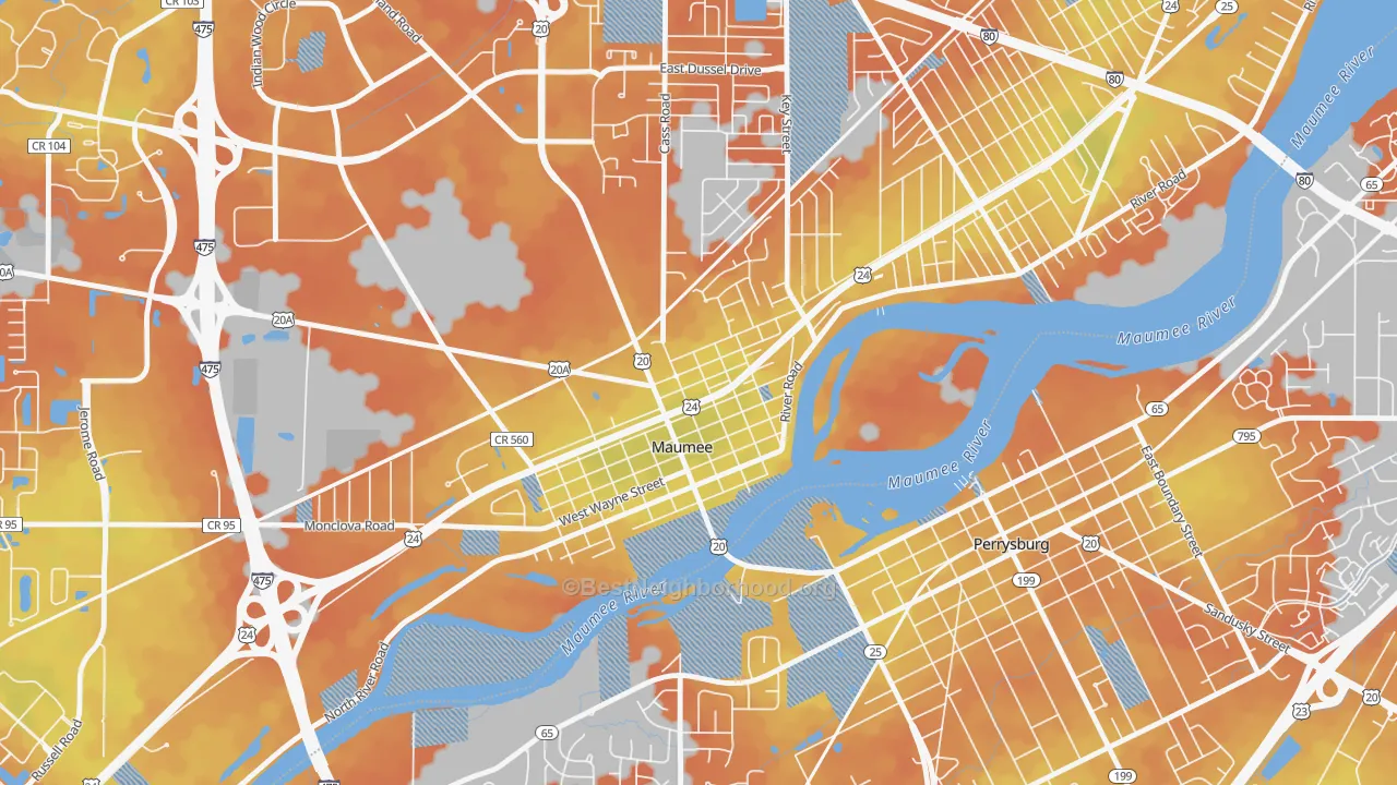 Bike Grade map of Maumee Uptown Historic District, Maumee, OH