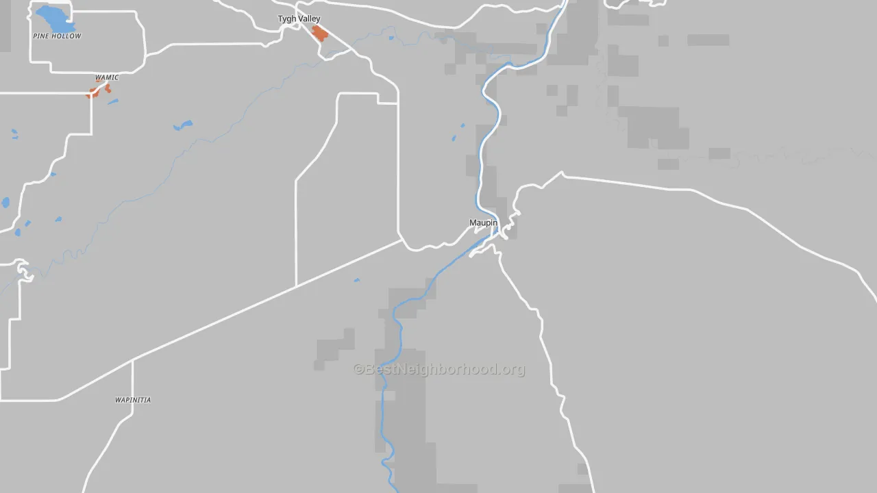 Bike Grade map of Maupin, OR