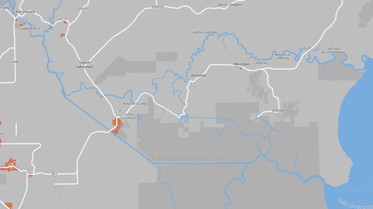 Bike Grade map of Maurepas, LA