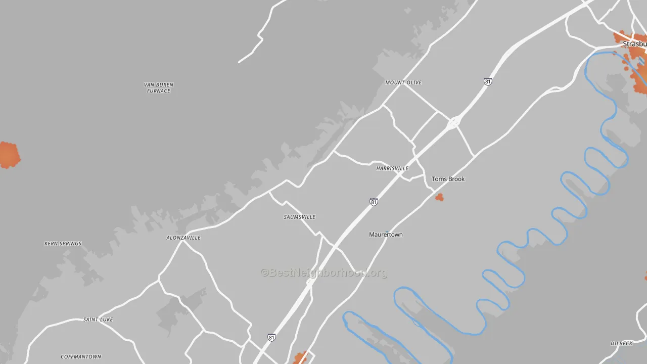 Bike Grade map of Maurertown, VA