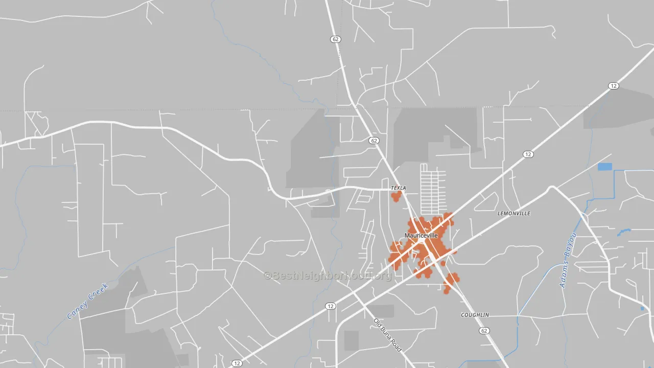 Bike Grade map of Mauriceville, TX
