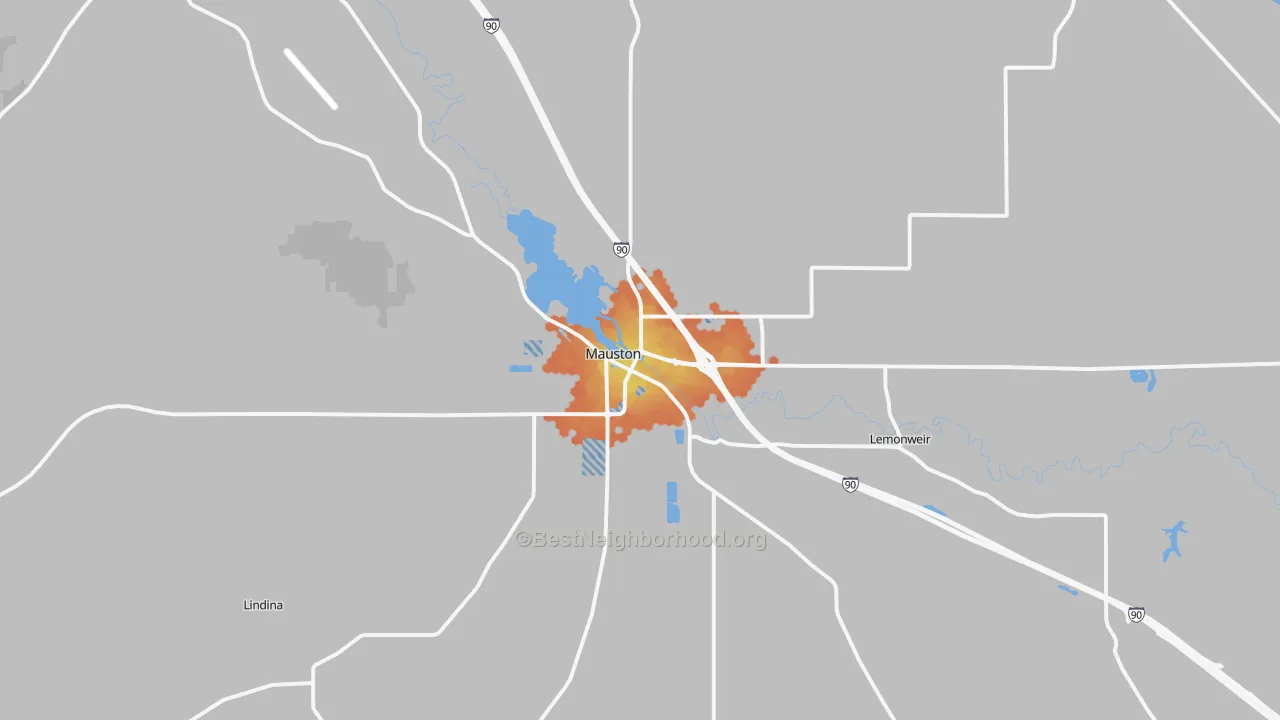 Bike Grade map of Mauston, WI