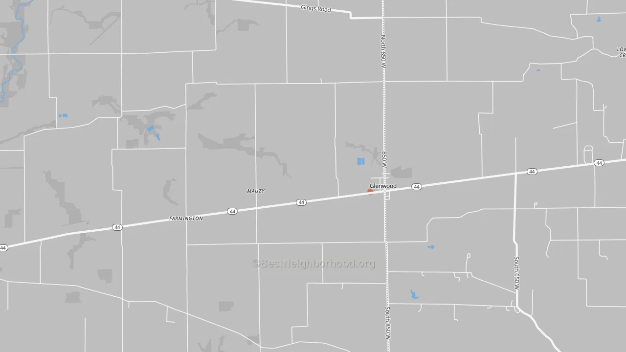 Bike Grade map of Mauzy, IN