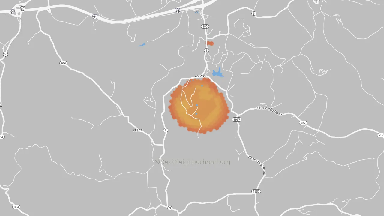 Bike Grade map of Mavity, KY
