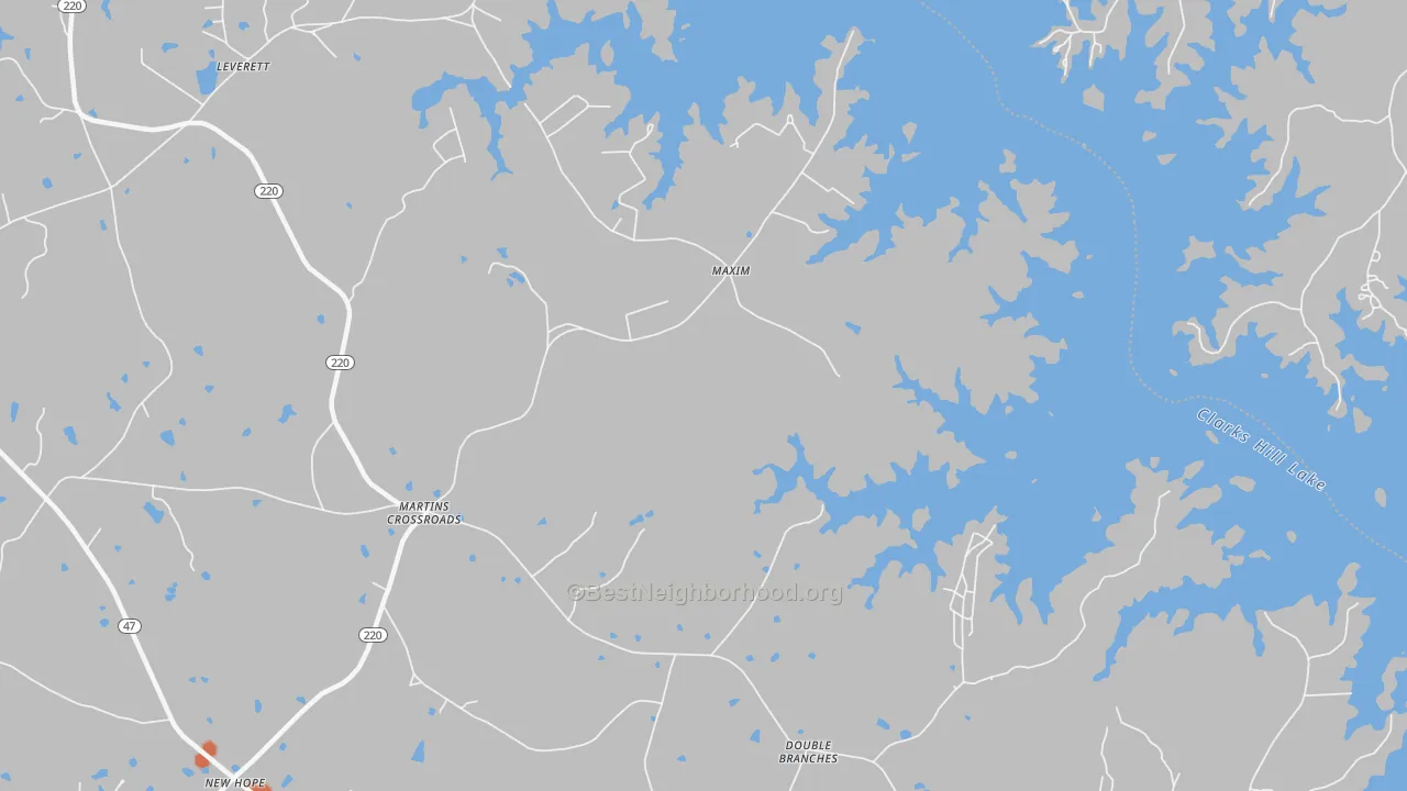 Bike Grade map of Maxim, GA
