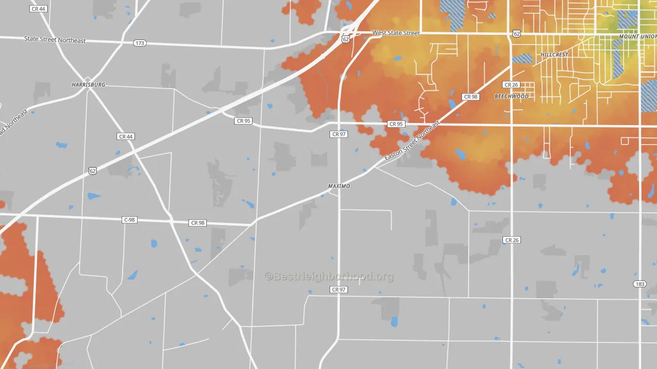 Bike Grade map of Maximo, OH