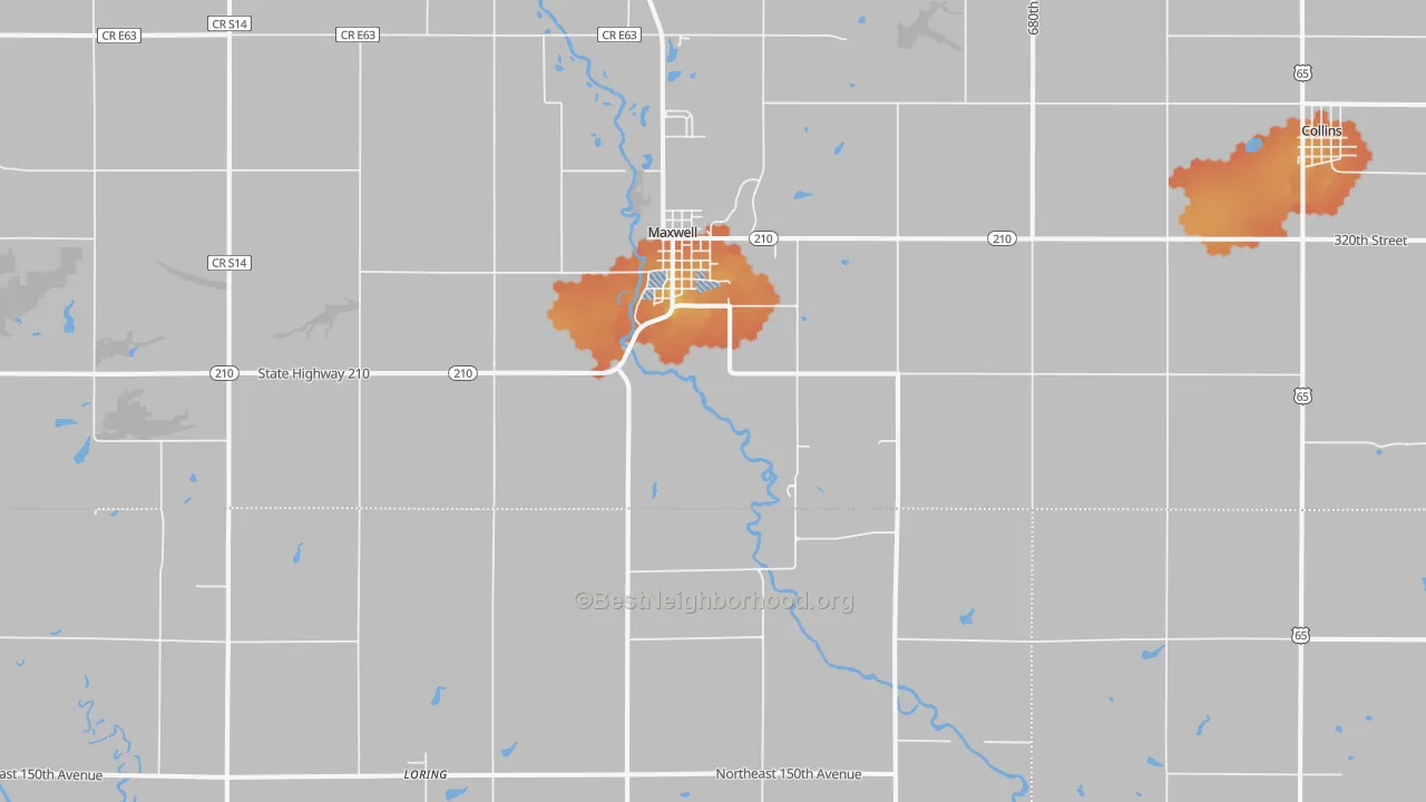 Bike Grade map of Maxwell, IA