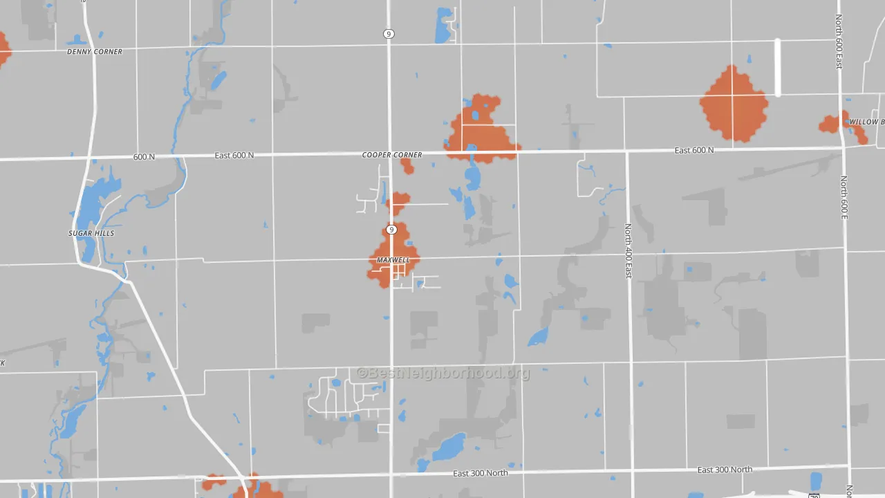 Bike Grade map of Maxwell, IN