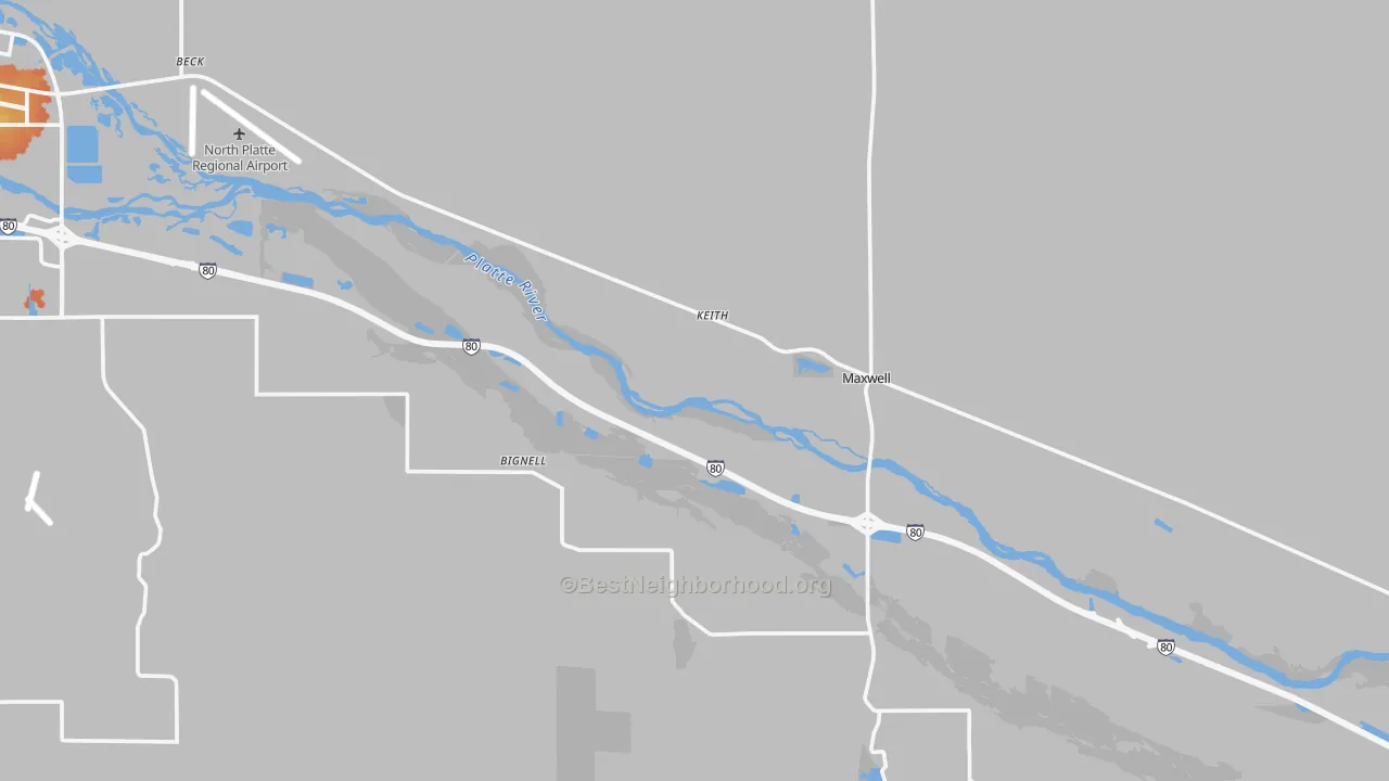Bike Grade map of Maxwell, NE