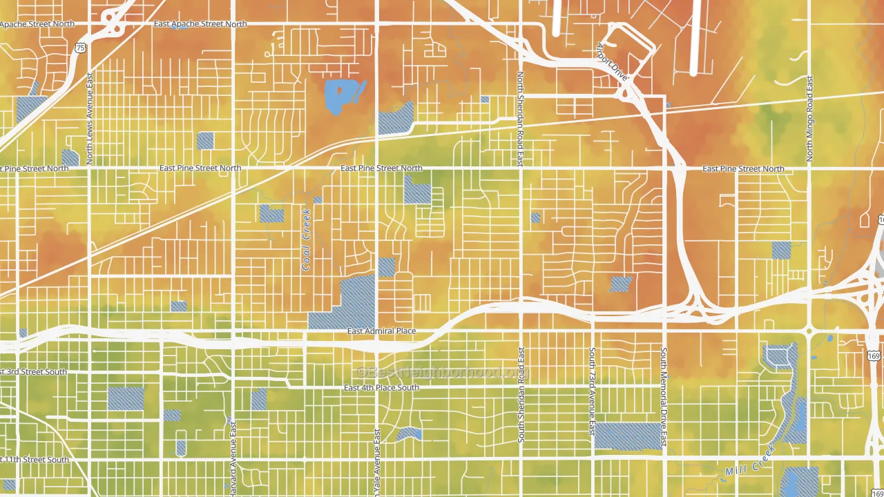 Bike Grade map of Maxwell, Tulsa, OK