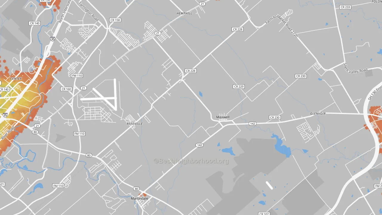 Bike Grade map of Maxwell, TX