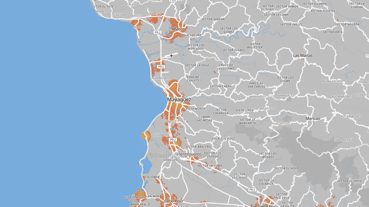 Bike Grade map of Mayaguez Municipio, PR
